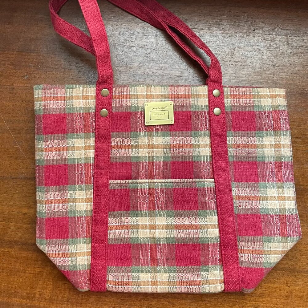 Longaberger Red Plaid Homestead Bag